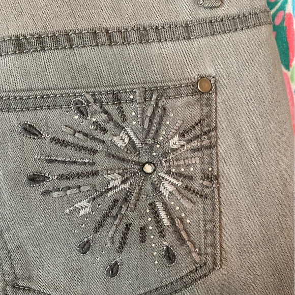 SOLD Christopher & Banks denim jeans gray with fancy back pockets size 14 - Picture 2 of 12